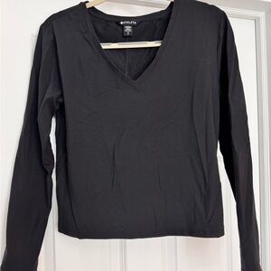 Athleta Women's Classic Black Long Sleeve V-Neck Tee